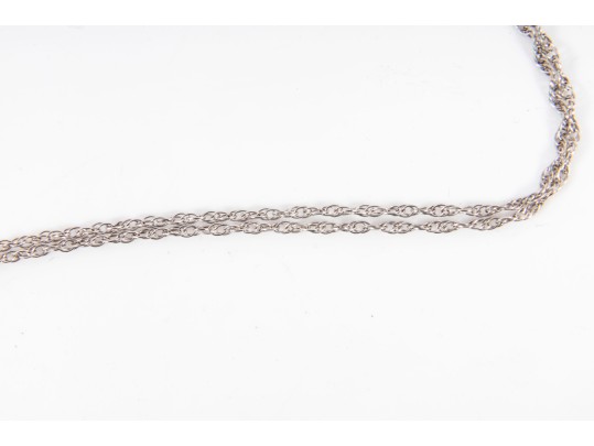 14K White Gold Blue Topaz And Diamond Pendant Necklace