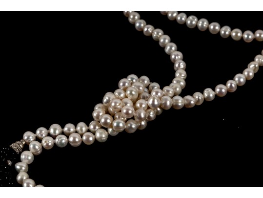 Impressive Ringed Cultured Pearl Tassel Necklace