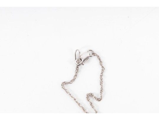 14K White Gold Blue Topaz And Diamond Pendant Necklace