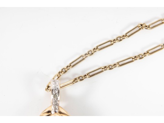 14K Gold Teardrop Topaz & Moissanite Necklace