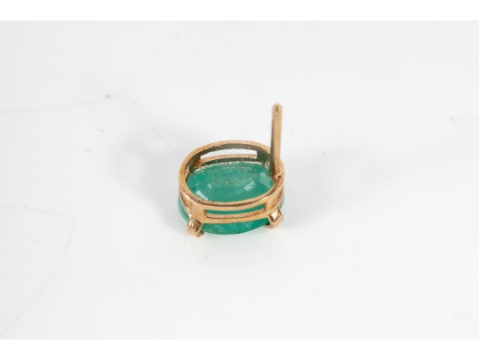 14k Yellow Gold Emerald Stud Earrings