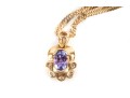 14k Yellow Gold Tanzanite And Diamond Pendant Necklace