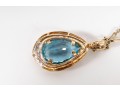 14K Gold Teardrop Topaz & Moissanite Necklace