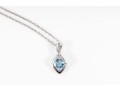 14K White Gold Blue Topaz And Diamond Pendant Necklace