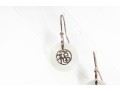 Sterling Silver Chinese Fortune Jade Disc Pendant And Earrings