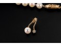 14k Yellow Gold Cultured Pearl Necklace And Earrings With Diamond Accents
