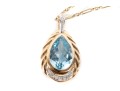 14K Gold Teardrop Topaz & Moissanite Necklace