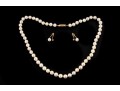 14k Yellow Gold Cultured Pearl Necklace And Earrings With Diamond Accents