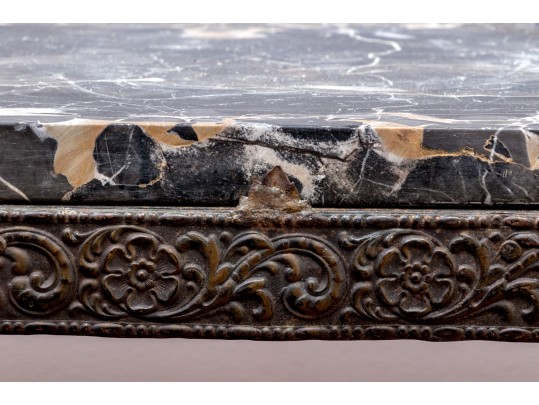 Elegant Antique French Marble-Topped Wrought Iron Accent Table