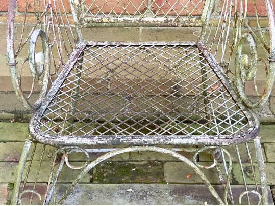 Pair Of Vintage Art Nouveau Style Wrought Iron Garden Arm Chairs (paint Project)