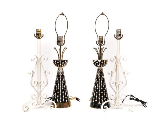 Two Mid-Century Pairs Of Table Lamps