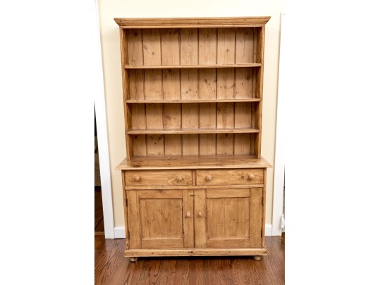 Antique French Country Pine Breakfront Cupboard