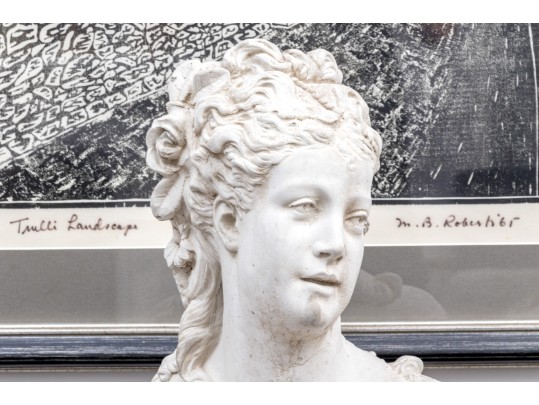 Highly Decorative Cast Stone Bust Of Madame Tallien
