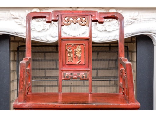 Antique Hand Carved And Lacquered Armchair