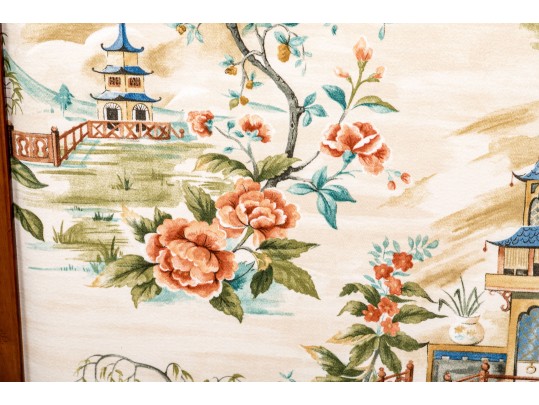 Vintage Chinoiserie Upholstered Wood Framed Firescreen