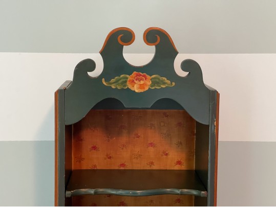 Adorable American Stencil Decorated And Painted Pine Bookcase
