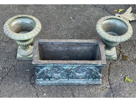 Handsome Collection Of Decorative Planters, Including A Pair Of Urns