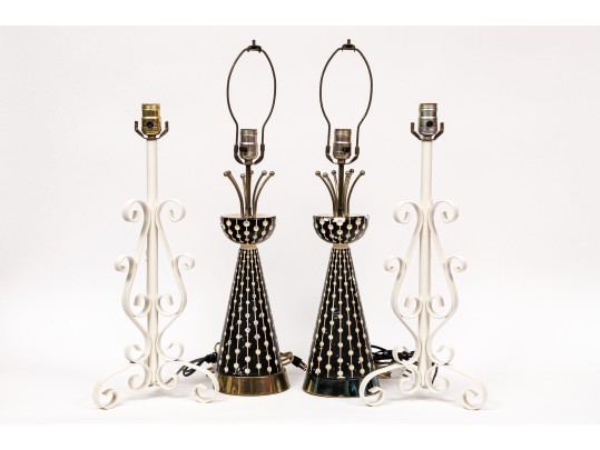 Two Mid-Century Pairs Of Table Lamps