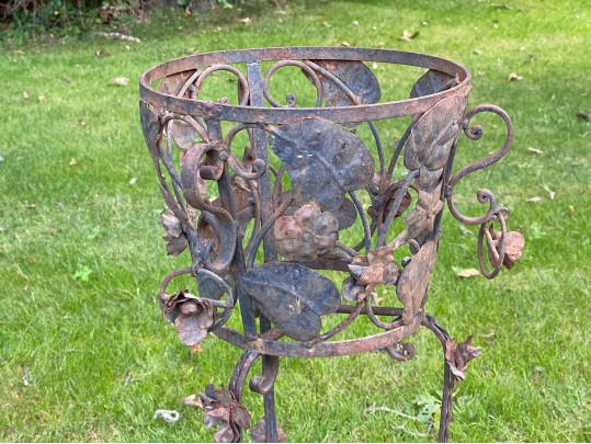 Vintage Pair Of Art Nouveau Style Wrought Iron Plant Stands