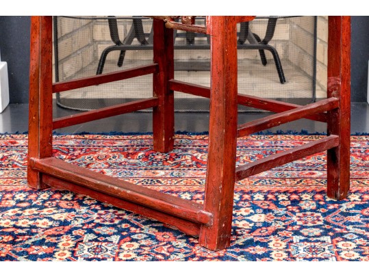 Antique Hand Carved And Lacquered Armchair