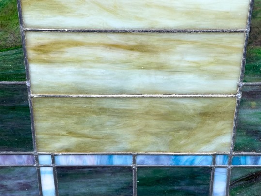 Vintage Framed, Stained Leaded Glass Window Pane