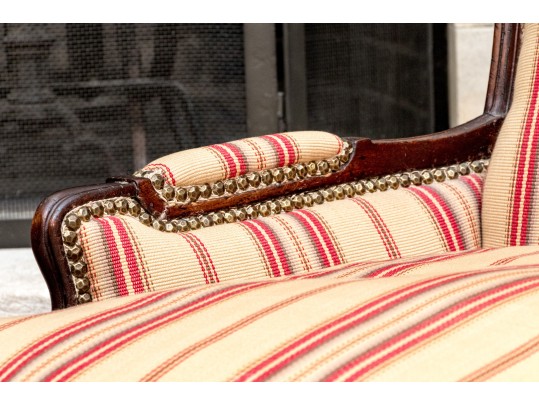 Handsome Pair Of Custom Upholstered Louis XV Style Bergeres