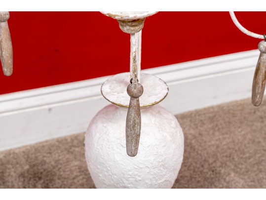 Pair Of Plaster Finished Iron Five-Light Candelabras