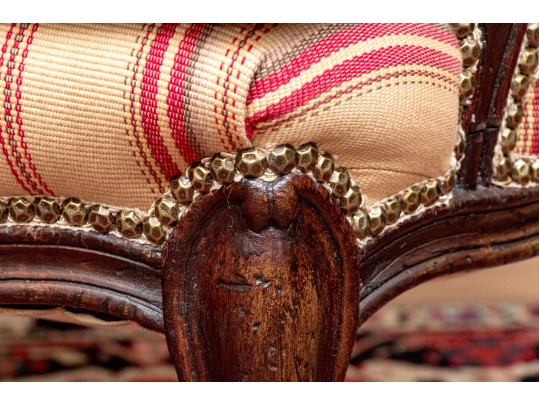 Handsome Pair Of Custom Upholstered Louis XV Style Bergeres