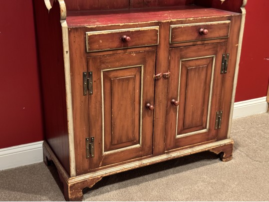 Antique American Carved And Paint Finished Hutch