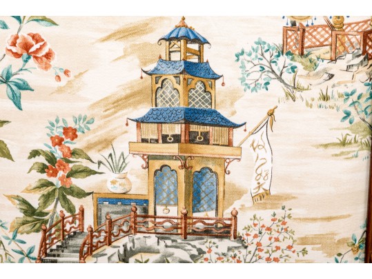 Vintage Chinoiserie Upholstered Wood Framed Firescreen