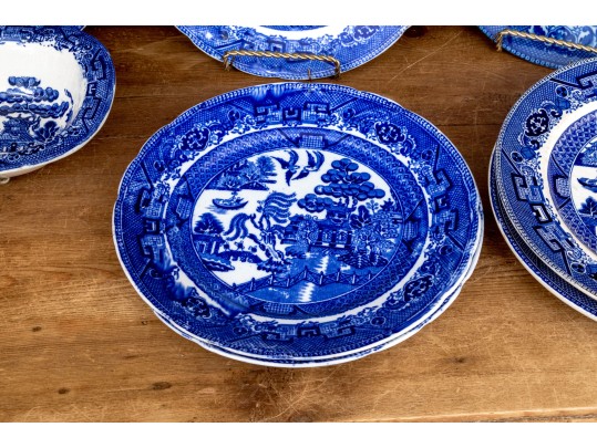 32 Piece Collection Of English Blue And White Transfer Decorated China