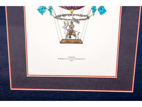 Two Fantastic Book Plate Prints Depicting Hot Air Balloons