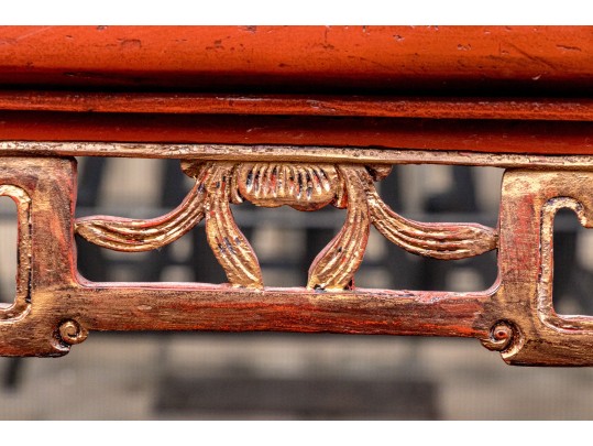 Antique Hand Carved And Lacquered Armchair