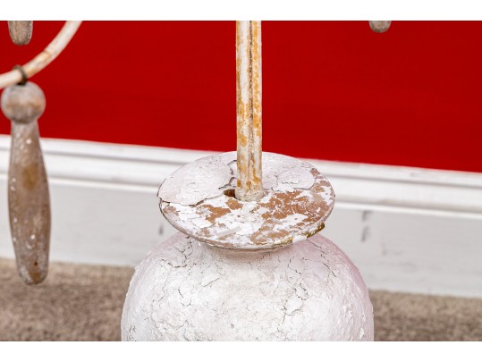 Pair Of Plaster Finished Iron Five-Light Candelabras