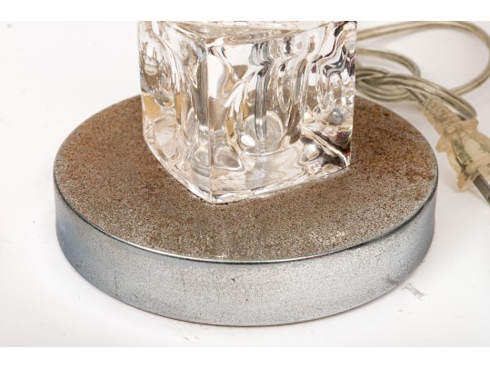 Pair Of MCM Crystal Stacked Cubes Form Table Lights