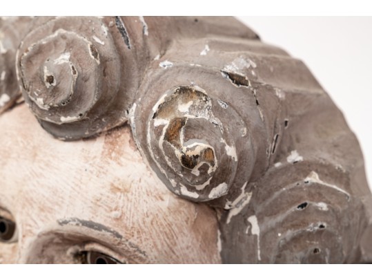 Well Carved And Painted Cherub And Wings Form Architectural Element