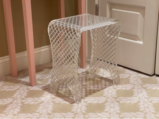 Mirrored Vanity Table With Quality Lucite Stool