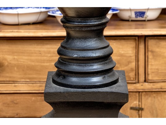 Antique Pair Of Carved And Ebonized Architectural Urn Form Finials