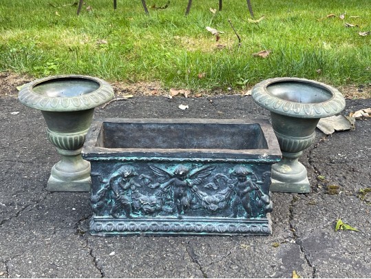 Handsome Collection Of Decorative Planters, Including A Pair Of Urns