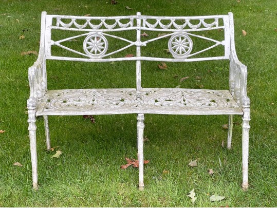 Classic Neoclassical Painted Cast Aluminum Garden Bench