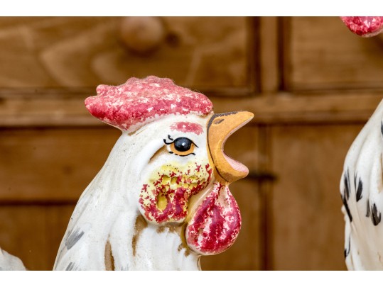 Two Italian Majolica Style Ceramic Rooster Figures