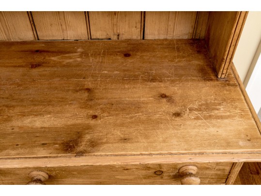 Antique French Country Pine Breakfront Cupboard