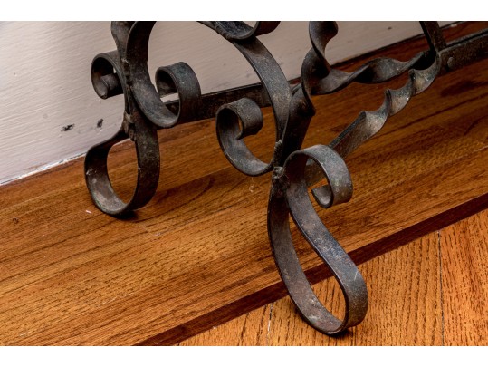 Elegant Antique French Marble-Topped Wrought Iron Accent Table