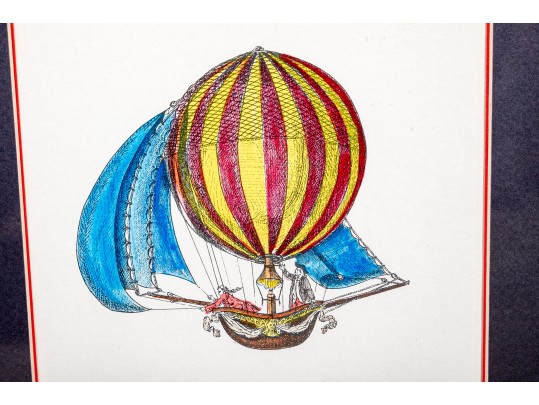 Two Fantastic Book Plate Prints Depicting Hot Air Balloons