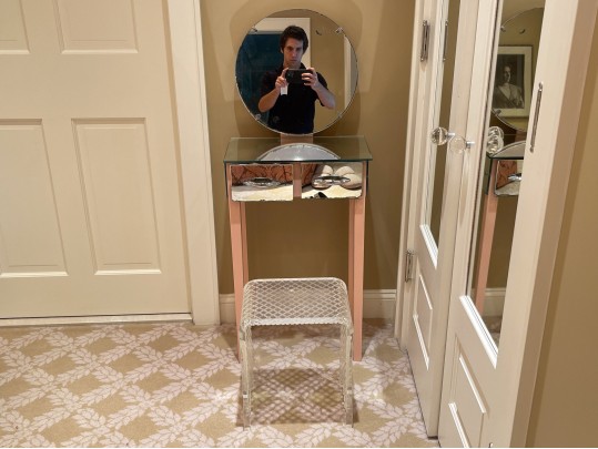 Mirrored Vanity Table With Quality Lucite Stool