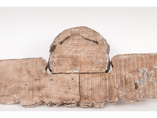 Well Carved And Painted Cherub And Wings Form Architectural Element