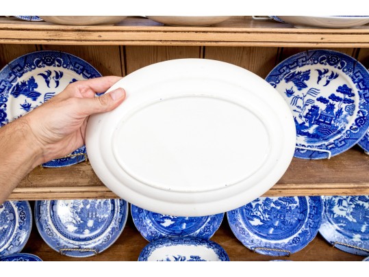 32 Piece Collection Of English Blue And White Transfer Decorated China