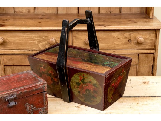 Two Antique Asian Carved And Hand Decorated Vessels