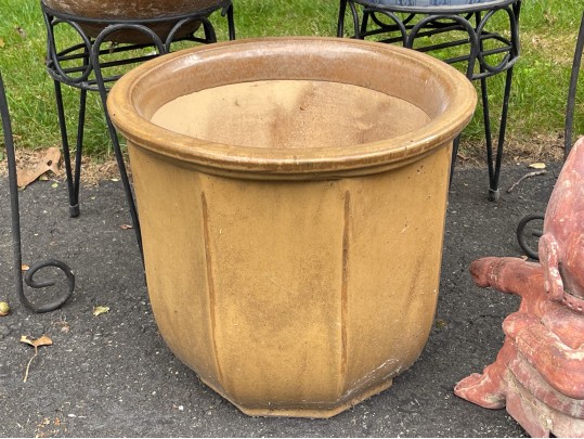Assorted Planters With Stands And A Garden Gnome