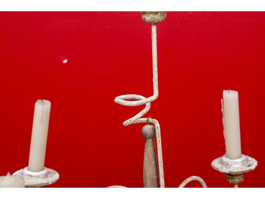 Pair Of Plaster Finished Iron Five-Light Candelabras